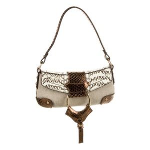 Designer Dolce and Gabbana python embellished shoulder bag
